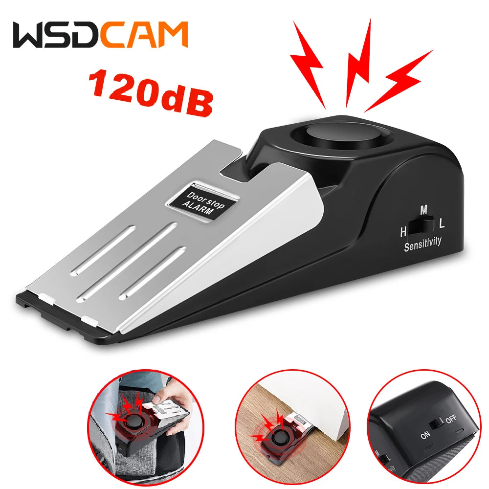 120 Db Anti-Theft Burglar Stop System Security Home Alarm System Door Block Blocking Home Wedge Stopper Shaped Safety Stopper
